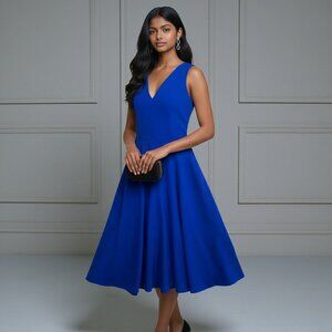Dress the Population S Catalina Fit & Flare Cocktail Dress Electric Blue Twee
